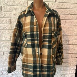 Vintage L.L. Bean Plaid Unisex Jacket in Green and Tan